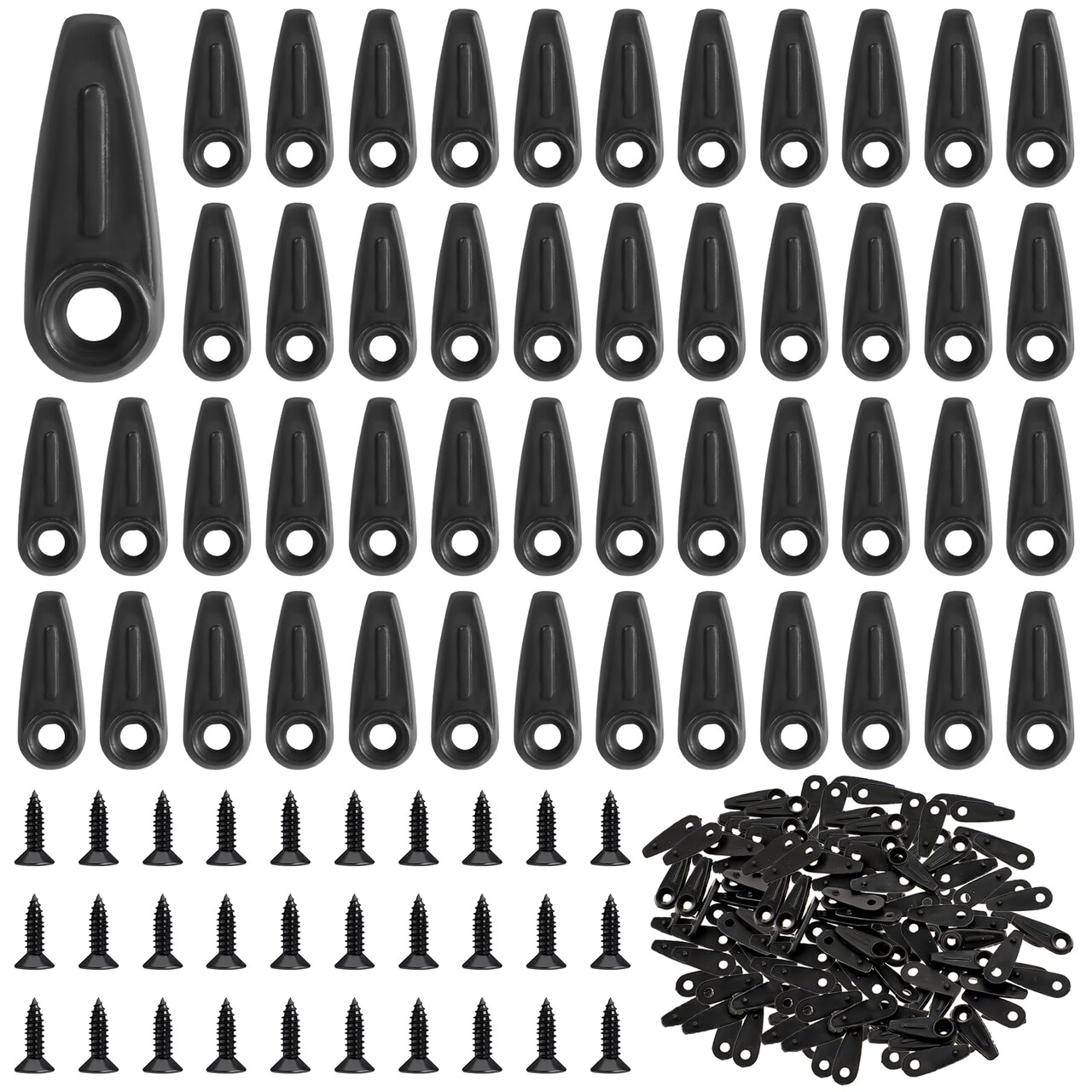 50 Pcs Picture Frame Backing Clips Buckle Black Back Pictures Frame Hardware Backing Clips Flat Metal Turn Button with Screws for Pictures Hanging, Artwork, Gift Box, Decoration Box